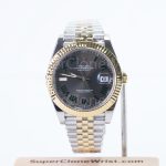 Rolex Datejust 126333 Two-Tone Yellow Gold Wimbledon Grey Sunray Roman Dial Fluted Bezel Jubilee Bracelet 41mm Replica Watches - 1