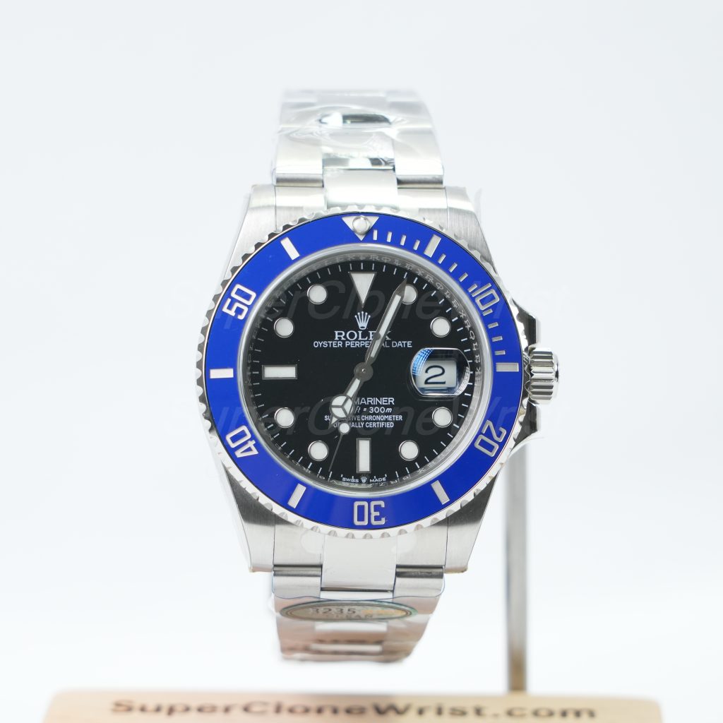Rolex Submariner Date Steel Black Dial Blue Bezel Oyster Bracelet 41mm Replica Watches - 1