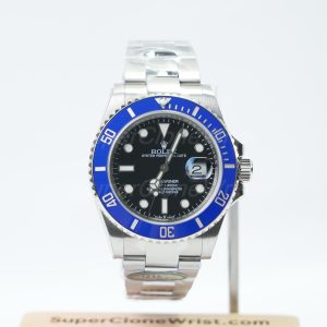 Rolex Submariner Date Steel Black Dial Blue Bezel Oyster Bracelet 41mm Replica Watches - 1