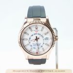 Rolex-Sky-Dweller-336235-White-Dial-Rose-Gold-Rubber-Strap-42mm Super Clone Watches Replica Watches - 1