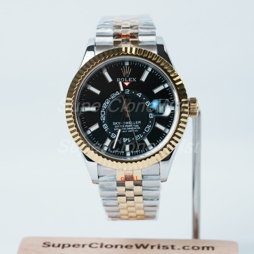 Rolex-Sky-Dweller-326933-Black-Dial-Steel-Gold-42mm Super Clone Watches Replica Watches - 1