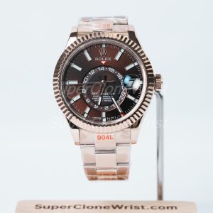 Rolex-Sky-Dweller-326235-Coffee-Dial-Rose-Gold-42mm Super Clone Watches Replica Watches - 1