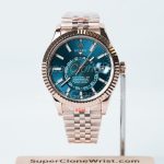 Rolex-Sky-Dweller-326235-Blue-Green-Dial-Rose-Gold-42mm Super Clone Watches Replica Watches - 1