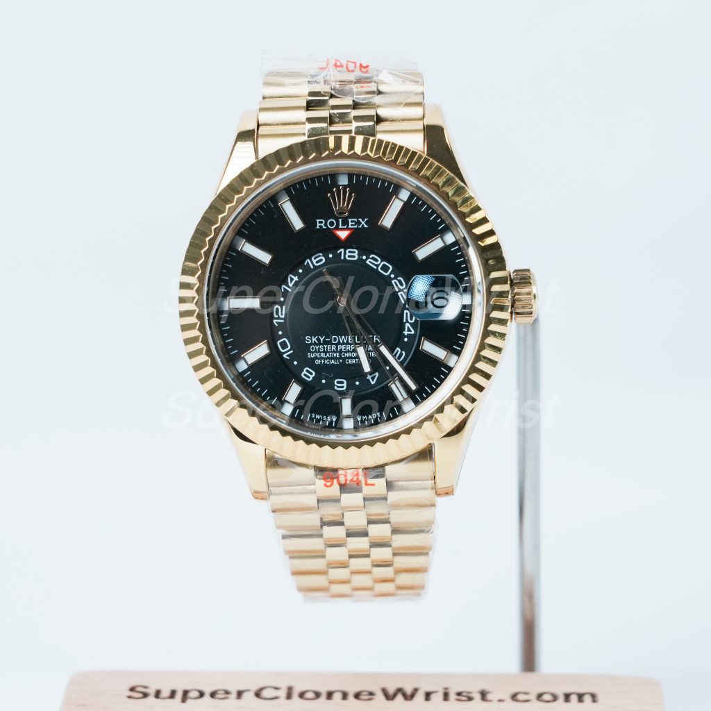 Rolex-Sky-Dweller-326238-Black-Dial-Yellow-Gold-42mm Super Clone Watches Replica Watches - 1