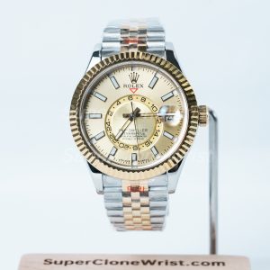 Rolex-Sky-Dweller-326933-Gold-Dial-Steel-Gold-42mm Super Clone Watches Replica Watches - 1