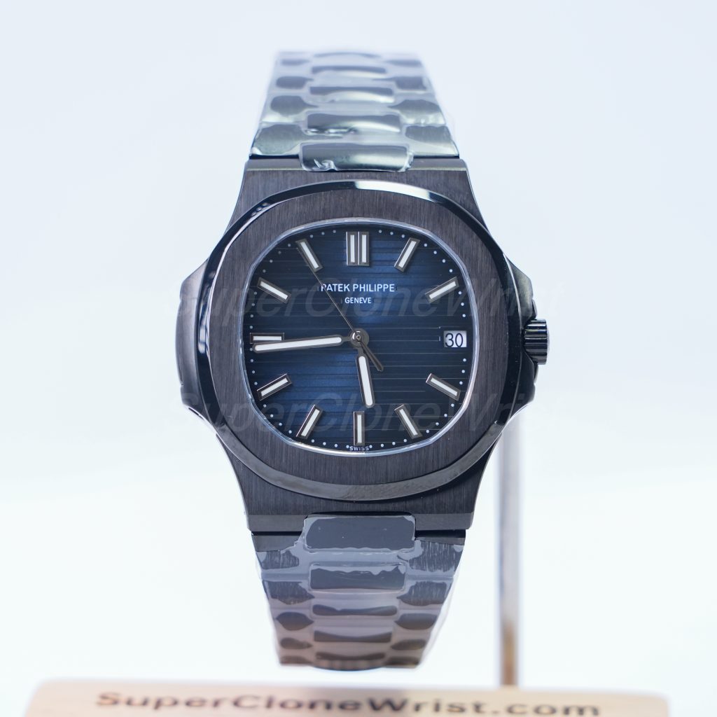 Patek-Philippe-Nautilus-5711-Black-Ceramic-Blue-Dial-40mm 1：1 SuperClone Watch Replica Watches - 1