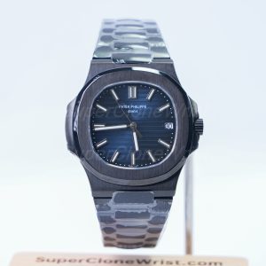 Patek-Philippe-Nautilus-5711-Black-Ceramic-Blue-Dial-40mm 1：1 SuperClone Watch Replica Watches - 1