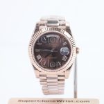 Rolex Day-Date 228235 Rose Gold Chocolate Sunray Roman Dial Fluted Bezel President Bracelet 40mm Replica Watches - 1