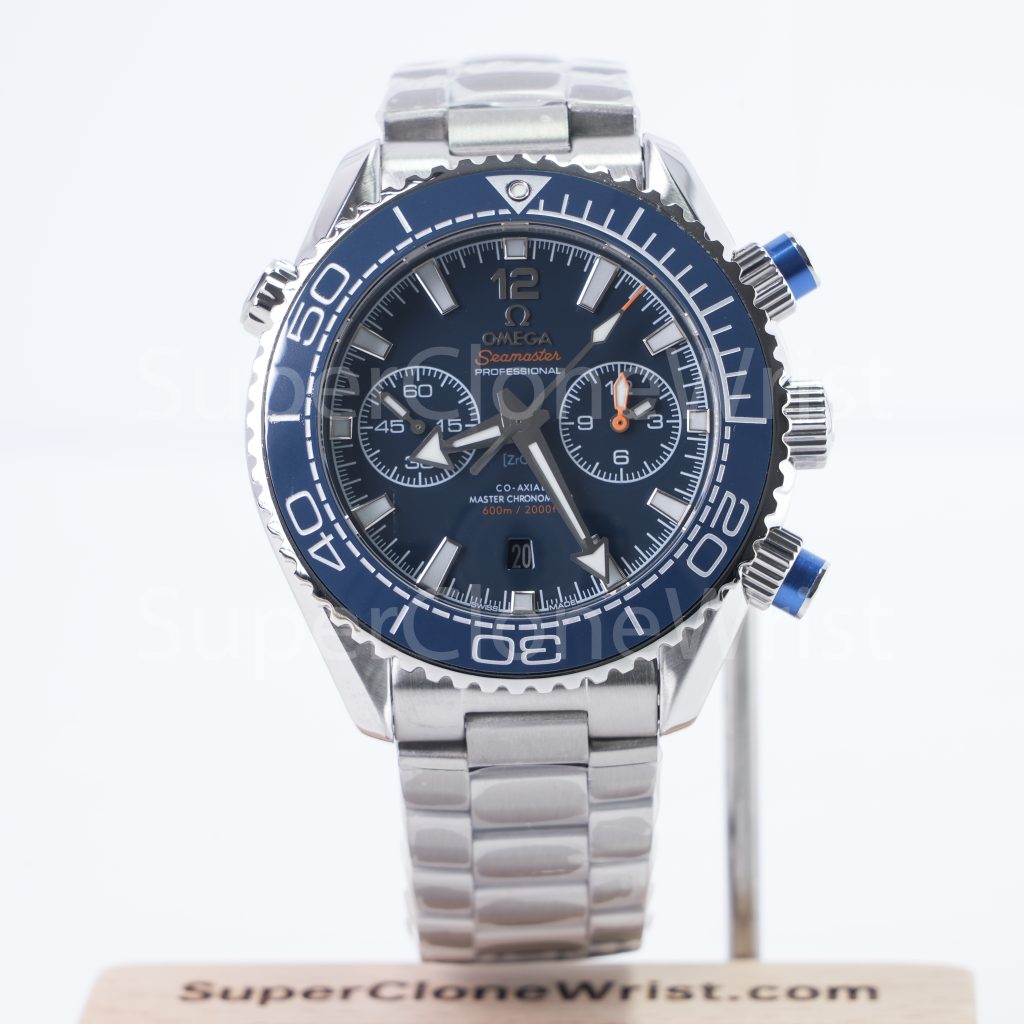 Omega Seamaster Planet Ocean 600M Chronograph Steel Model Blue Dial Blue Ceramic Bezel Steel Bracelet 45.5mm Replica Watches - 1
