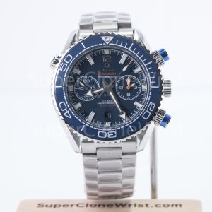 Omega Seamaster Planet Ocean 600M Chronograph Steel Model Blue Dial Blue Ceramic Bezel Steel Bracelet 45.5mm Replica Watches - 1