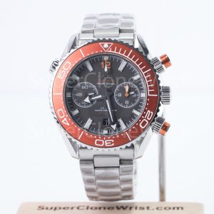 Omega Seamaster 215.30.46.51.99.001 Steel Grey Dial Orange Ceramic Bezel Steel Bracelet 45.5mm Replica Watches - 1