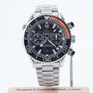 Omega Seamaster 215.30.46.51.01.002 Steel Black Dial Black and Orange Ceramic Bezel Steel Bracelet 45.5mm Replica Watches - 1