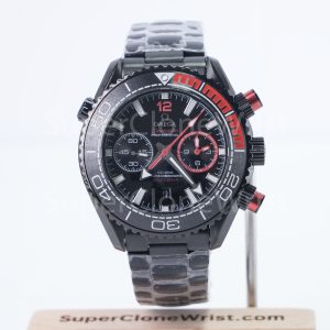 Omega Seamaster 215.92.46.51.01.002 Black Ceramic Black Dial Black and Red Ceramic Bezel Black Steel Bracelet 45.5mm Replica Watches - 1