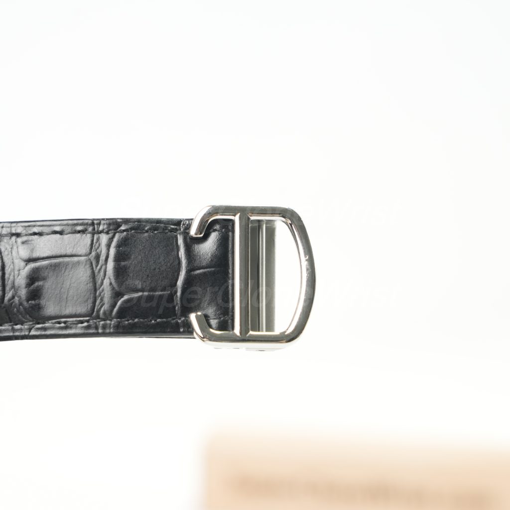 Cartier Drive de Cartier Steel Diamond Bezel Cushion Case Black Dial Black Alligator Leather Strap 40mm Replica Watches - 10