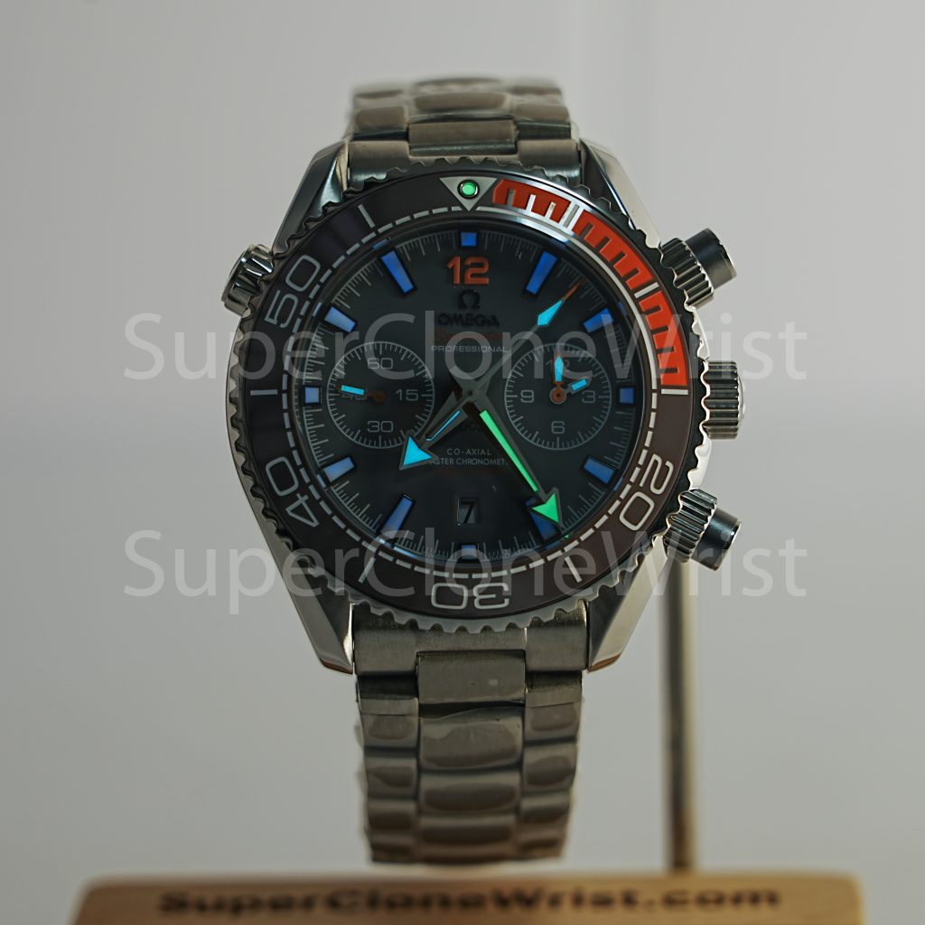 Omega Seamaster 215.30.46.51.99.001 Steel Grey Dial Grey/Orange Ceramic Bezel Steel Bracelet 45.5mm Replica Watches - 2