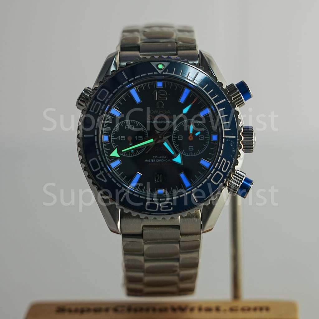 Omega Seamaster Planet Ocean 600M Chronograph Steel Model Blue Dial Blue Ceramic Bezel Steel Bracelet 45.5mm Replica Watches - 2