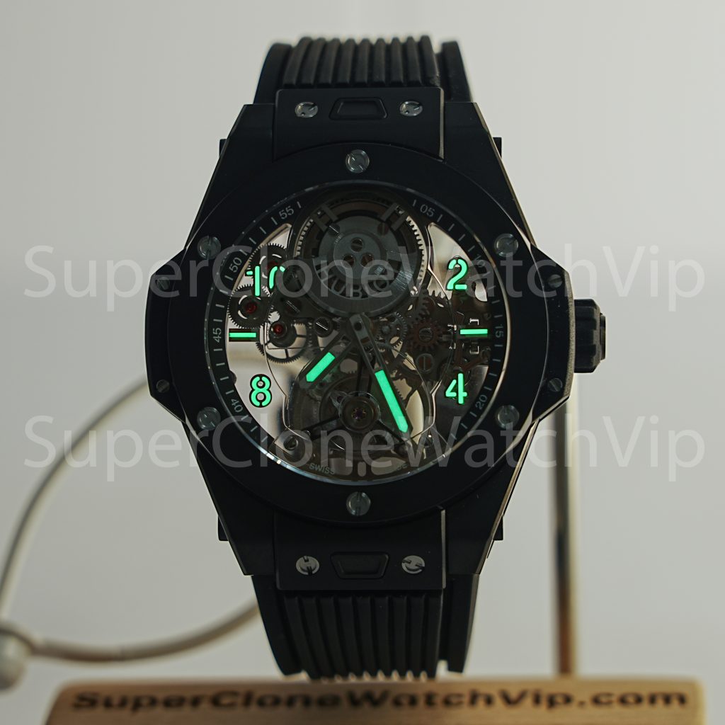 Hublot Big Bang 429.CX.0170.RX Black Ceramic Tourbillon Skeleton Dial Black Ceramic Bezel Black Rubber Strap 45mm Replica Watches - 2