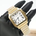 Cartier Santos Yellow Gold White Dial Yellow Gold Bracelet 39.8x47.5mm Replica Watches - 2