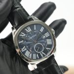 Cartier Drive de Cartier Steel Cushion Case Blue Dial Black Alligator Leather Strap 40mm Replica Watches - 2