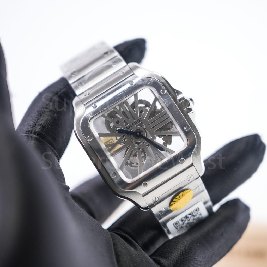Cartier Santos WHSA0015 Steel Skeleton Dial Steel Bezel Steel Bracelet 39.8mm Replica Watches - 2