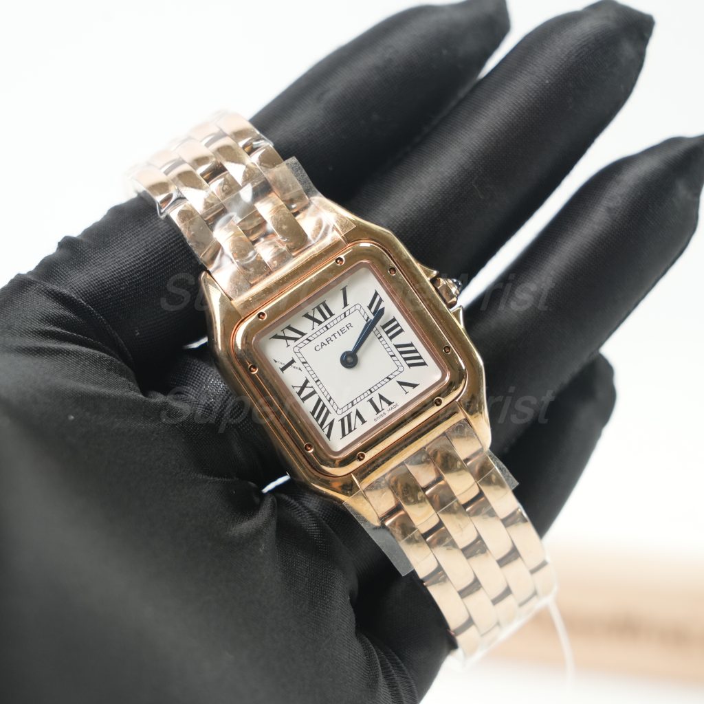 Cartier Panthère Rose Gold White Dial Rose Gold Bezel Rose Gold Bracelet 27x37mm Replica Watches - 2