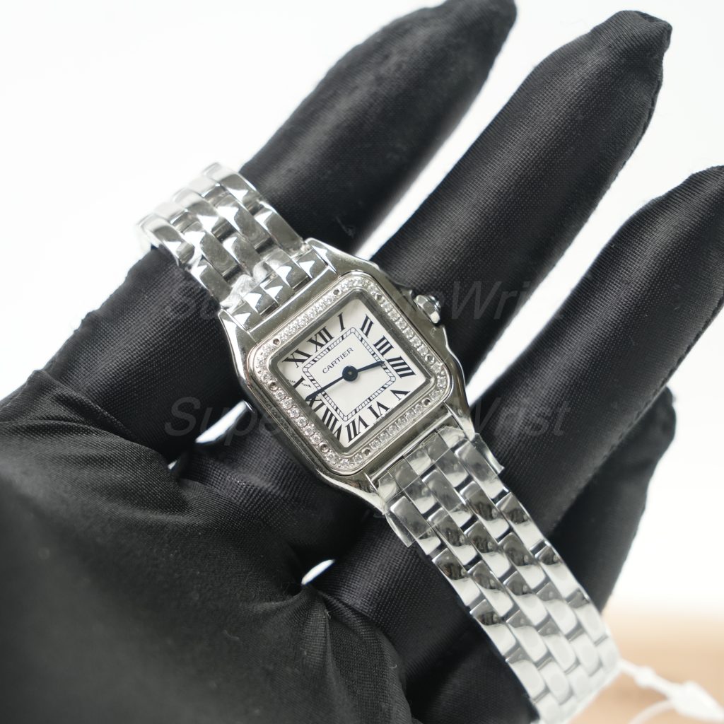Cartier Panthère Steel White Dial Diamond Bezel Steel Bracelet 22x30mm Replica Watches - 2