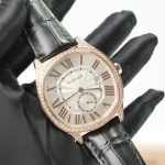 Cartier Drive de Cartier Rose Gold Diamond Bezel Cushion Case White Dial Black Alligator Leather Strap 40mm Replica Watches - 2