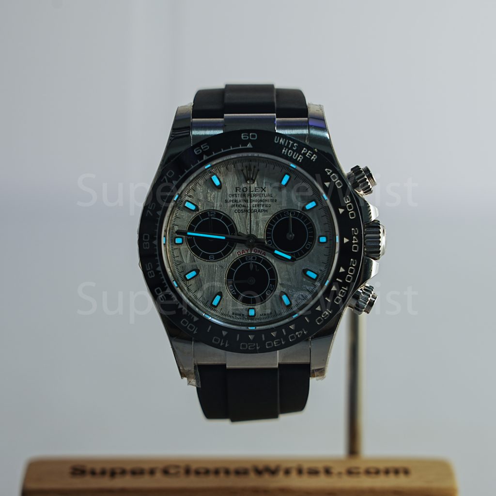 Rolex Daytona 116519LN Steel Meteorite Dial Black Ceramic Bezel Black Rubber Strap 40mm Replica Watches - 2