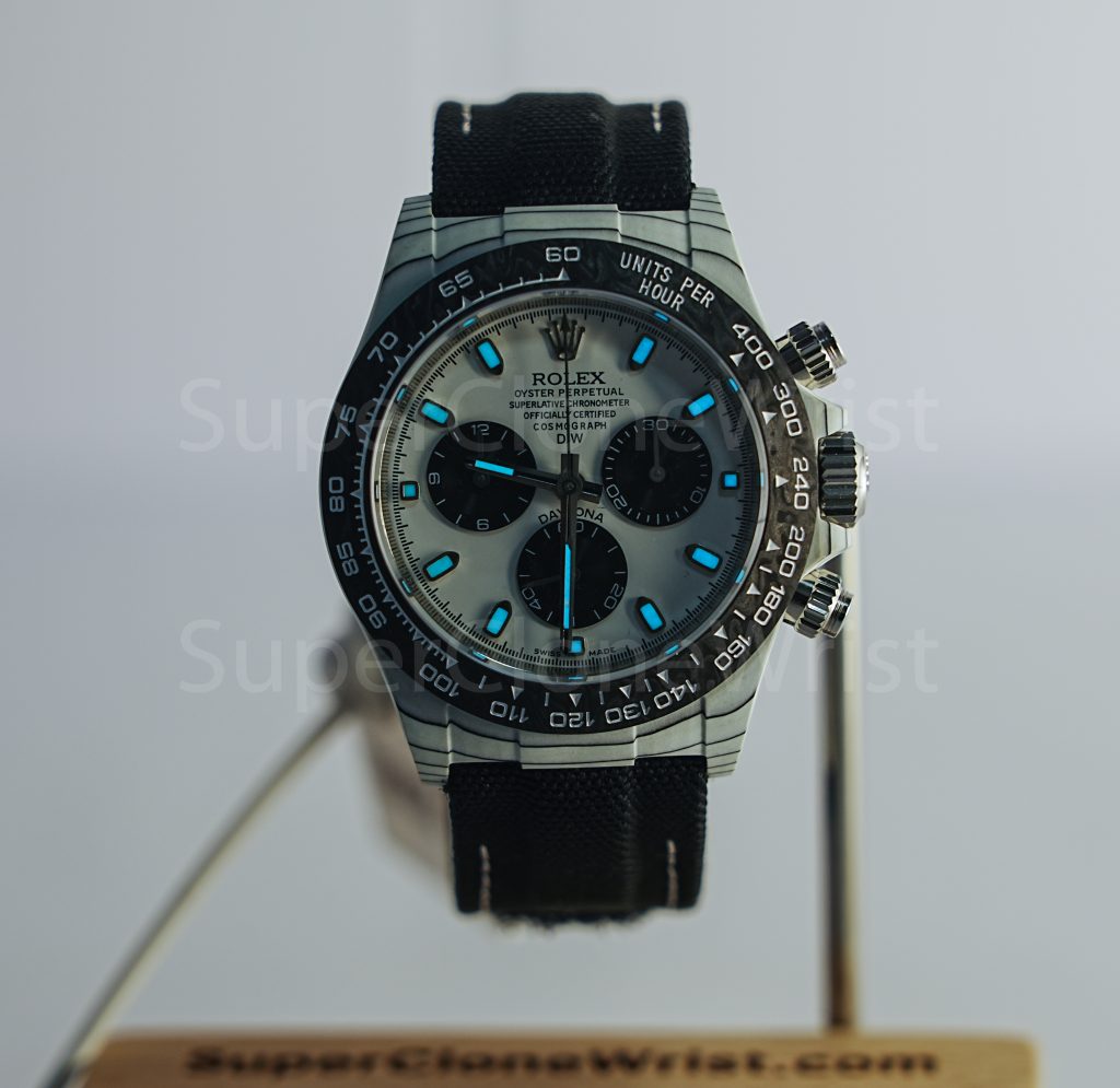Rolex Cosmograph Daytona DiW Carbon Fiber White Dial 40mm Replica Watches - 2