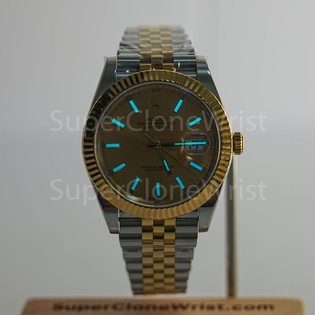 Rolex Datejust 126333 Two-Tone Yellow Gold Champagne Dial Fluted Bezel Jubilee Bracelet 41mm Replica Watches - 2