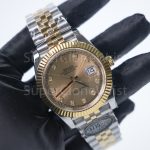 Rolex Datejust 126333 Two-Tone Yellow Gold Champagne Sunray Diamond Dial Fluted Bezel Jubilee Bracelet 41mm Replica Watches - 2