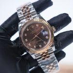 Rolex Datejust 126331 Two-Tone Rose Gold Chocolate Sunray Diamond Dial Fluted Bezel Jubilee Bracelet 41mm Replica Watches - 2