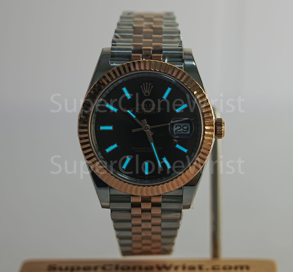 Rolex Datejust 126331 Two-Tone Rose Gold Chocolate Dial Fluted Bezel Jubilee Bracelet 41mm Replica Watches - 2