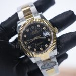 Rolex Datejust 126333 Two-Tone Yellow Gold Black Diamond Dial Fluted Bezel Two-Tone Oyster Bracelet 41mm Replica Watches - 2