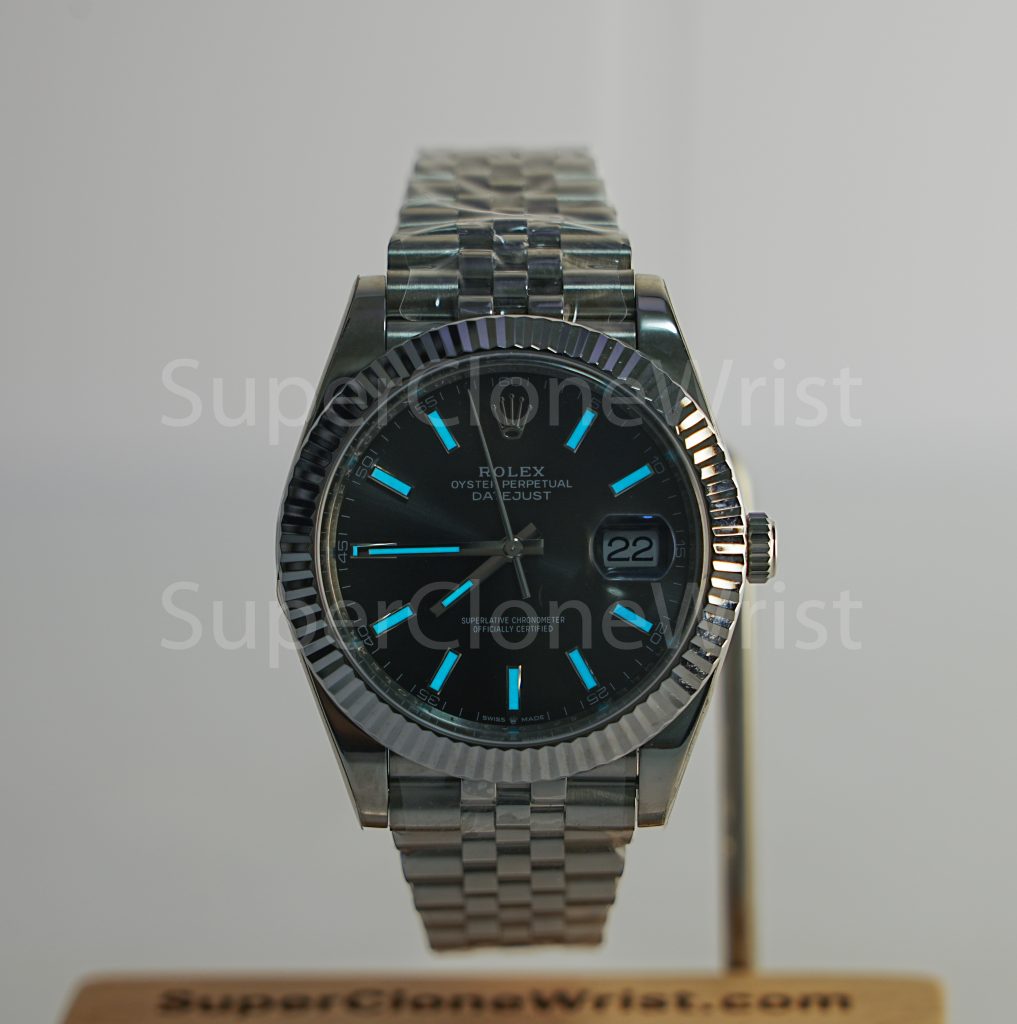 Rolex Datejust 126334 Steel Black Sunray Dial Fluted Bezel Jubilee Bracelet 41mm Replica Watches - 2