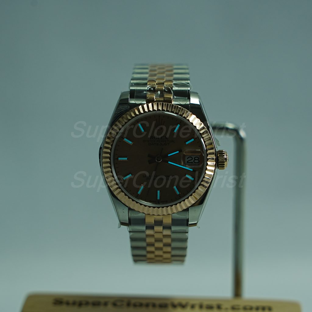 Rolex Datejust Two-Tone Rose Gold Pink Sunray Dial Jubilee Bracelet 31mm Replica Watches - 2
