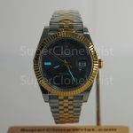 Rolex Datejust 126333 Two-Tone Yellow Gold Wimbledon Grey Sunray Roman Dial Fluted Bezel Jubilee Bracelet 41mm Replica Watches - 2
