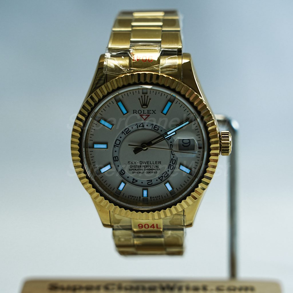Rolex-Sky-Dweller-336239-White-Dial-Yellow-Gold-42mm Super Clone Watches Replica Watches - 2