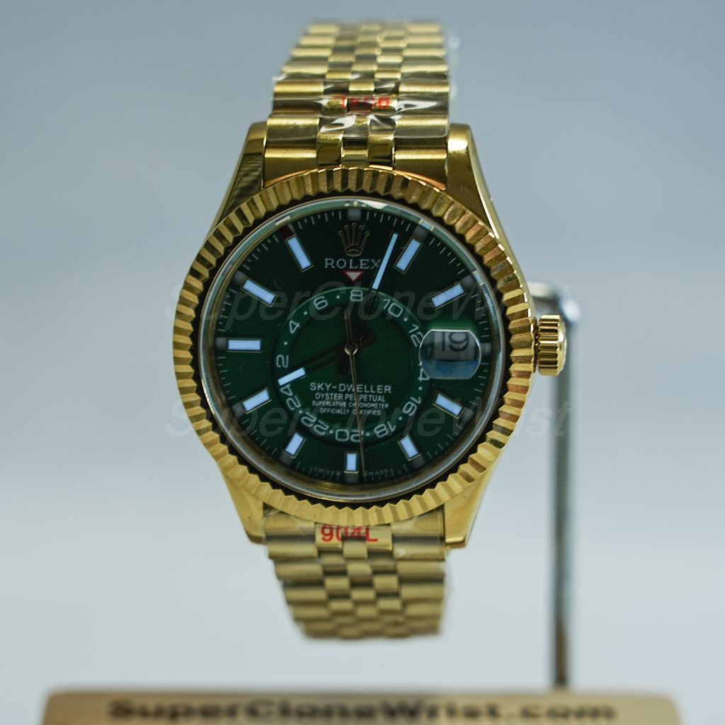Rolex-Sky-Dweller-326238-Forest-Green-Dial-Yellow-Gold-42mm Super Clone Watches Replica Watches - 2