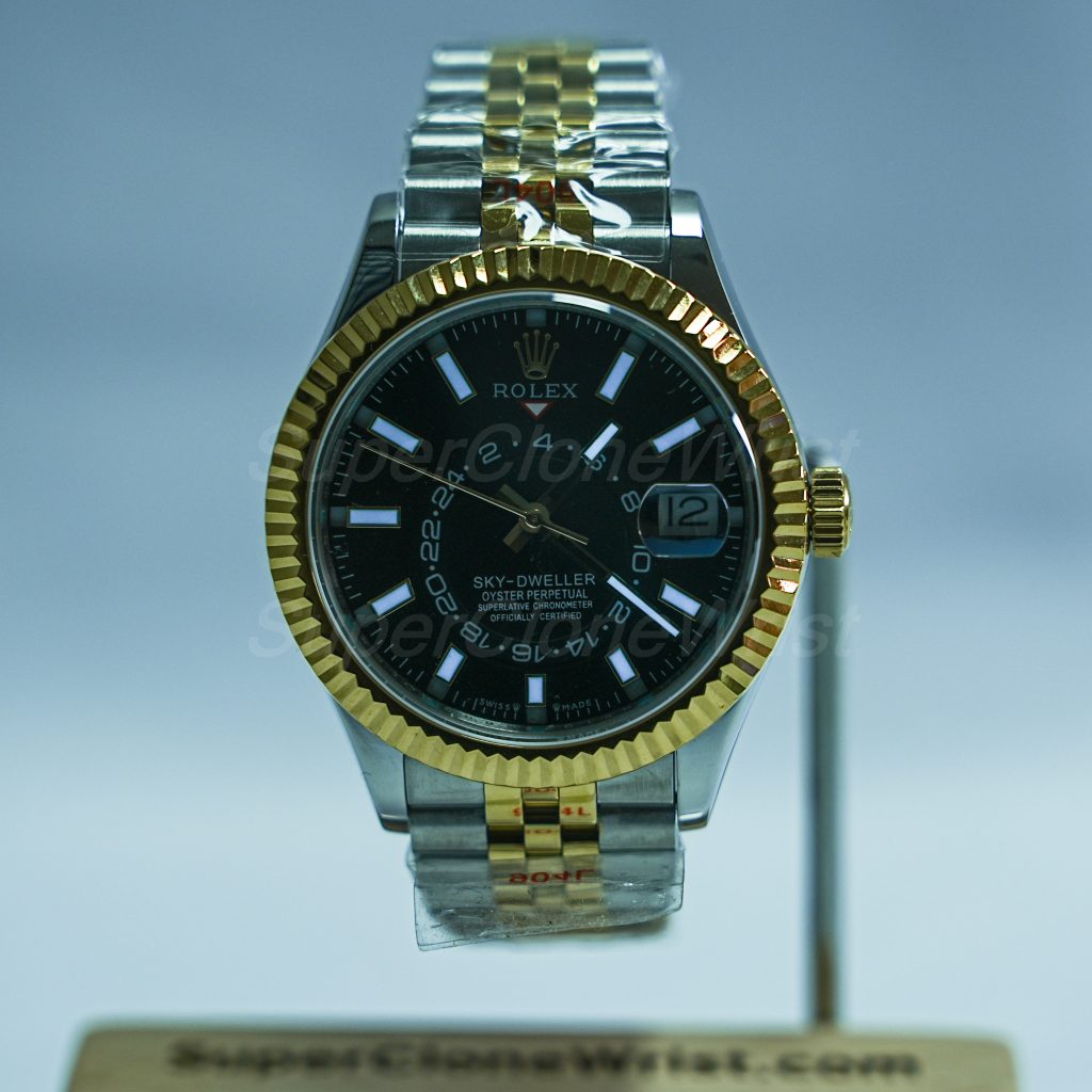 Rolex-Sky-Dweller-326933-Black-Dial-Steel-Gold-42mm Super Clone Watches Replica Watches - 2