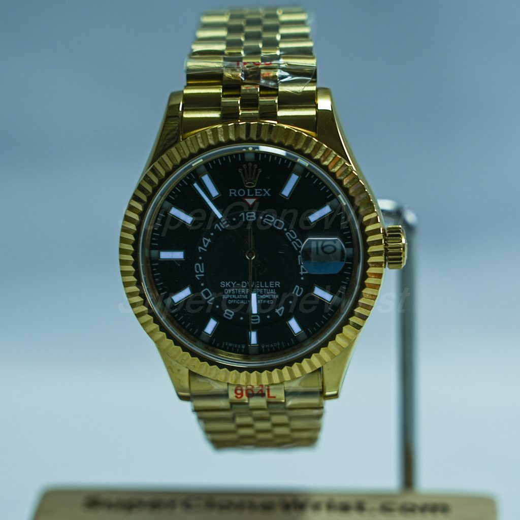 Rolex-Sky-Dweller-326238-Black-Dial-Yellow-Gold-42mm Super Clone Watches Replica Watches - 2