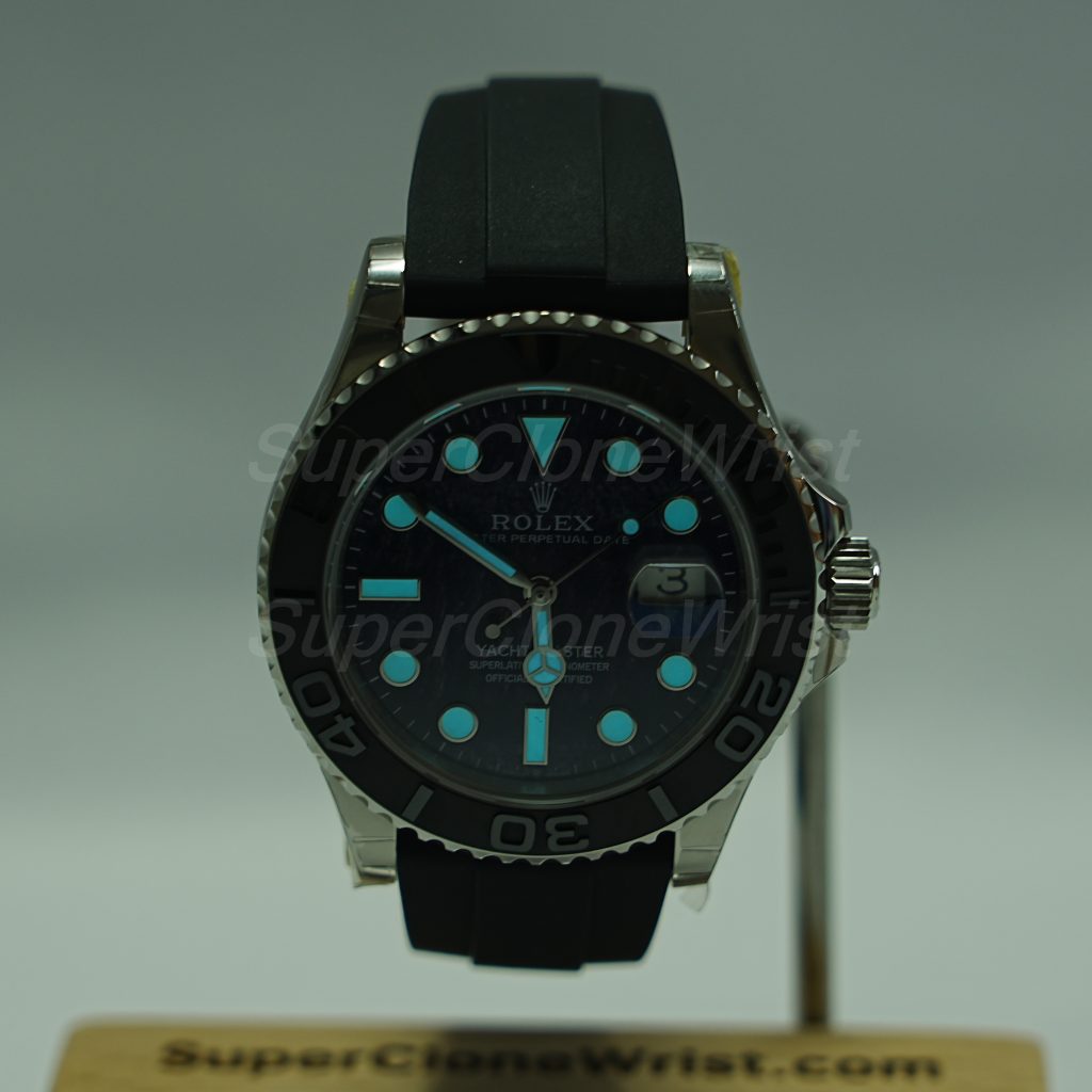 Rolex Yacht-Master 42 Falcon’s Eye Dial Black Bezel Rubber Strap 42mm Replica Watches - 2