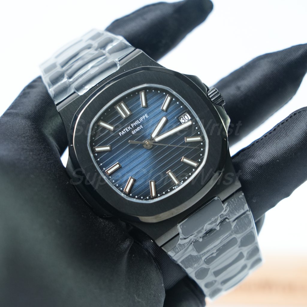Patek-Philippe-Nautilus-5711-Black-Ceramic-Blue-Dial-40mm 1：1 SuperClone Watch Replica Watches - 3
