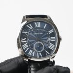 Cartier Drive de Cartier Steel Cushion Case Blue Dial Black Alligator Leather Strap 40mm Replica Watches - 3