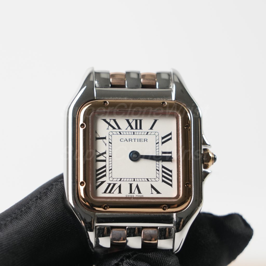 Cartier Panthère Steel Rose Gold White Dial Rose Gold Bezel Steel Rose Gold Bracelet 27x37mm Replica Watches - 3