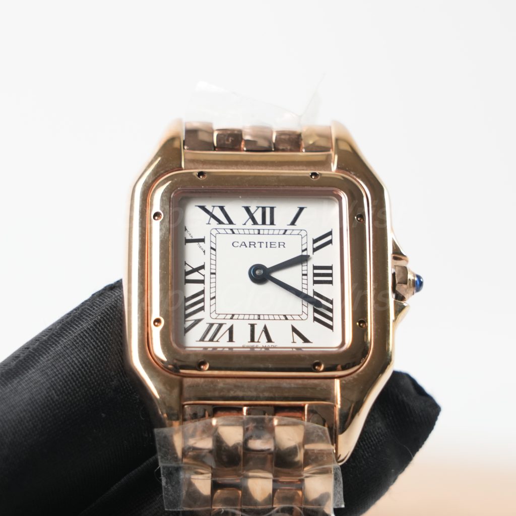 Cartier Panthère Rose Gold White Dial Rose Gold Bezel Rose Gold Bracelet 27x37mm Replica Watches - 3