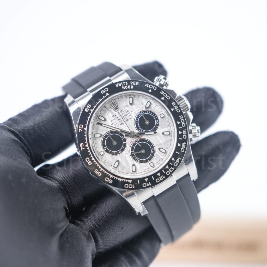 Rolex Daytona 116519LN Steel Meteorite Dial Black Ceramic Bezel Black Rubber Strap 40mm Replica Watches - 3