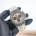Rolex Daytona DiW "Desert Eagle" Carbon Fiber Beige Dial Carbon Fiber Bezel Beige Fabric Strap 40mm Replica Watches - 3