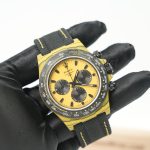 Rolex Daytona DiW Custom Bumblebee Yellow Carbon Black Yellow Panda Dial Carbon Bezel Black Fabric Strap 40mm Replica Watches - 3