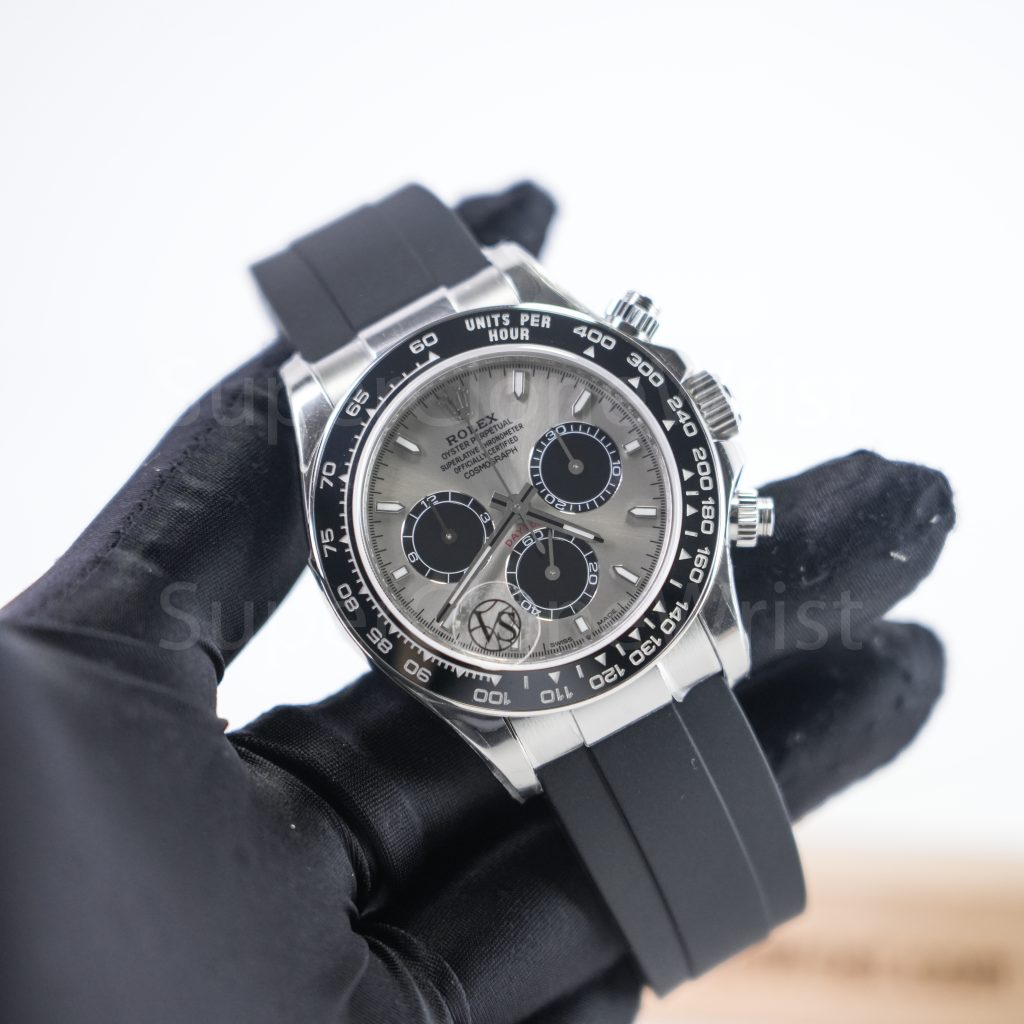 Rolex Daytona 116519LN Steel Grey Dial Black Ceramic Bezel Black Rubber Strap 40mm Replica Watches - 3
